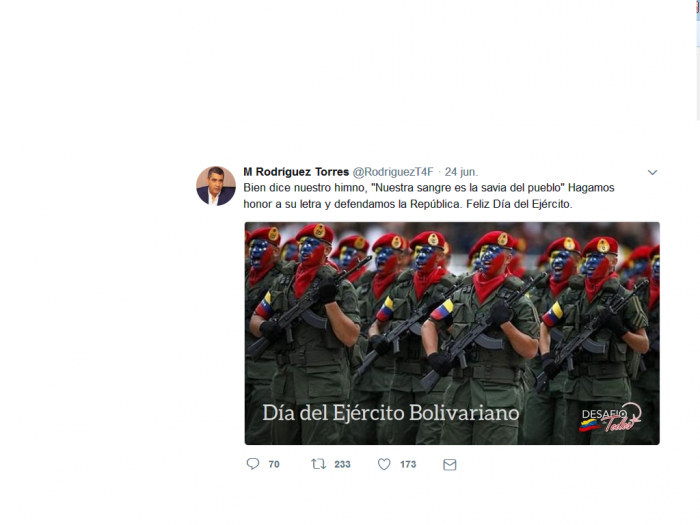 Presidente Maduro denuncia a ex ministro castrense traidor (+Pruebas) 2 25JUN 2017 TWITTER RTORRES 02