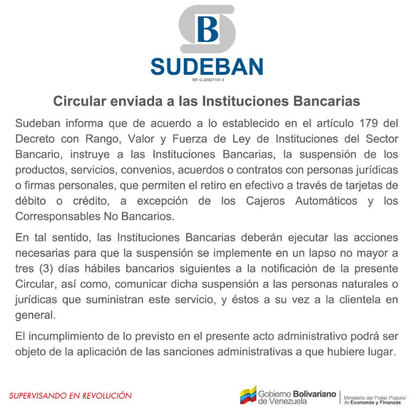 ¡Efectivo solo por el banco! Se acabaron los Avances de Efectivo por puntos de ventas (+Comunicado) 2 sudeban