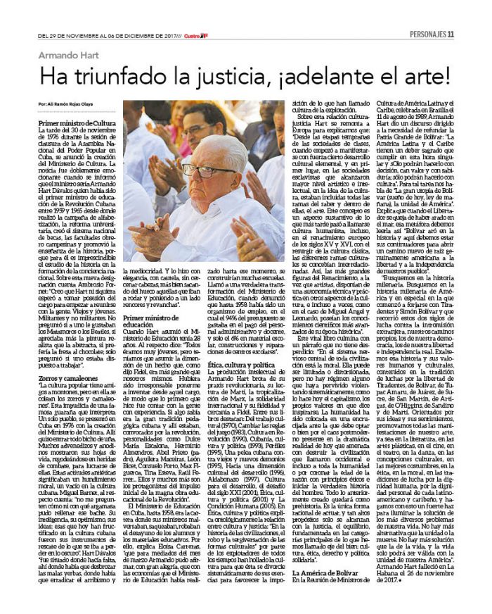 Armando Hart: ha triunfado la justicia, ¡adelante el arte! 2 Armando Hart
