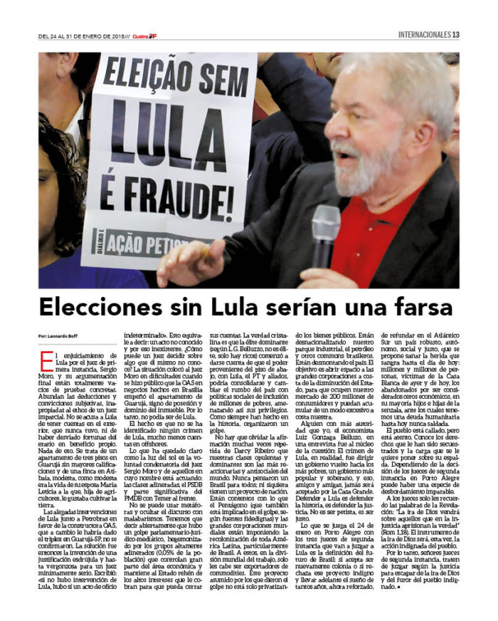 Elecciones sin Lula serían una farsa 2 CUATRO155_13