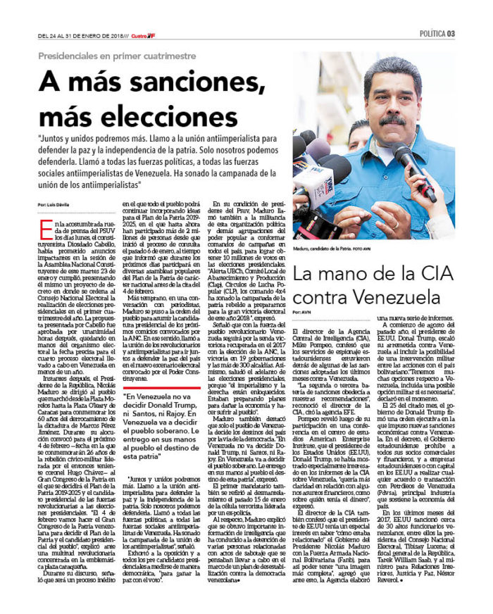 Nicolás Maduro: A más sanciones, más elecciones 3 CUATRO155_3