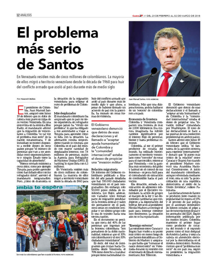 ¿Es en realidad la migración de venezolanos "el problema más serio" de Colombia? 2 CUATROF 159_12