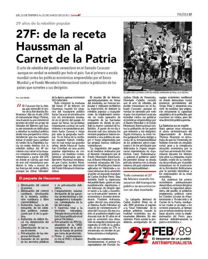 27F: de la receta Haussman al Carnet de la Patria 1 CUATROF 159_7