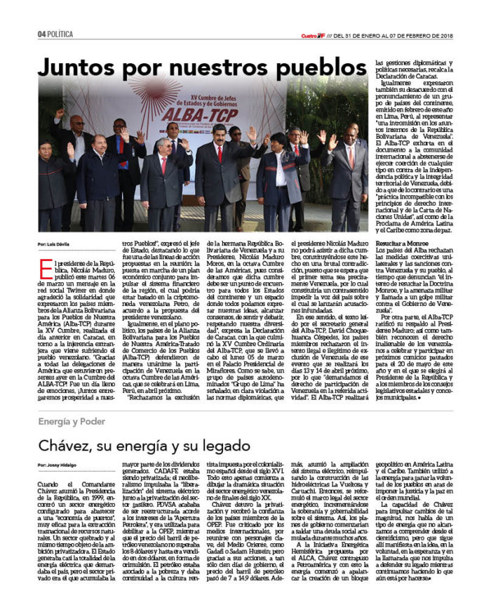 Maduro y la Cumbre del Alba: Juntos entregaremos prosperidad a nuestros Pueblos 2 CUATRO F 161_4