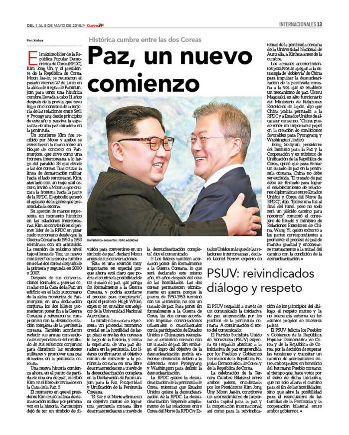 Histórica cumbre entre las dos Coreas: Paz, un nuevo comienzo 2 CUATRO F 167_13