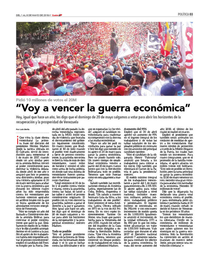 Nicolás Maduro: Voy a vencer la guerra económica 25 CUATRO F 167_3