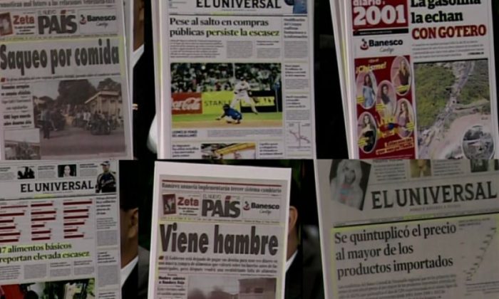 Leyenda: Los titulares de los medios impresos fue permanente el año 2001. (Cortesía: Misión Verdad)