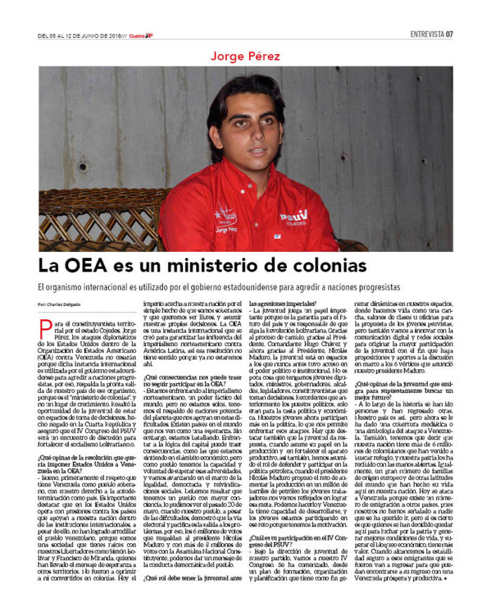 Jorge Pérez: OEA es un ministerio de colonias 2 CUATRO F 172_7