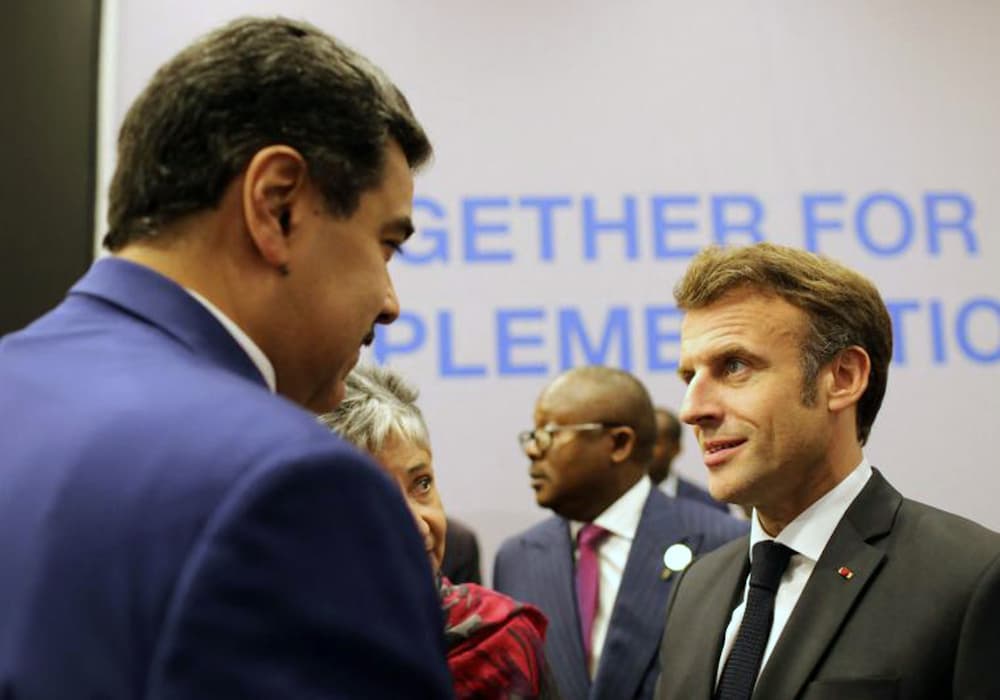 Opositores apelan al “sí, pero…” 3 Macron saludó a Maduro, pero fue un encuentro casual