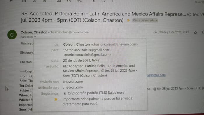 Correos electrónicos de reuniones con Chevron