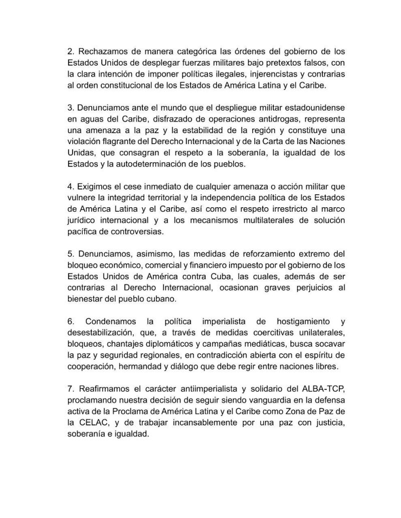 ALBA-TCP se pronuncia en defensa de Venezuela y contra intervencionismo en la región 3 img 20250821 142319 7968600888292716113831