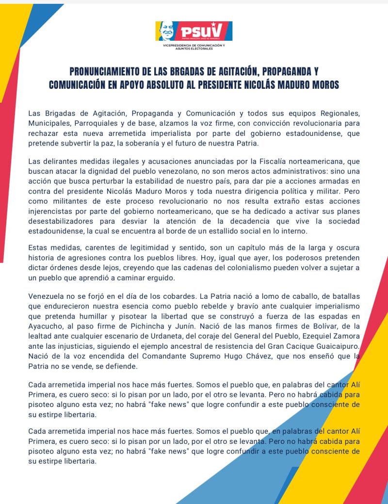 Brigadas de Agitación, Propaganda y Comunicación del PSUV ratifican apoyo absoluto al presidente Nicolás Maduro 2 screenshot 2025 08 14 12 39 24 527 com6752383347673485919
