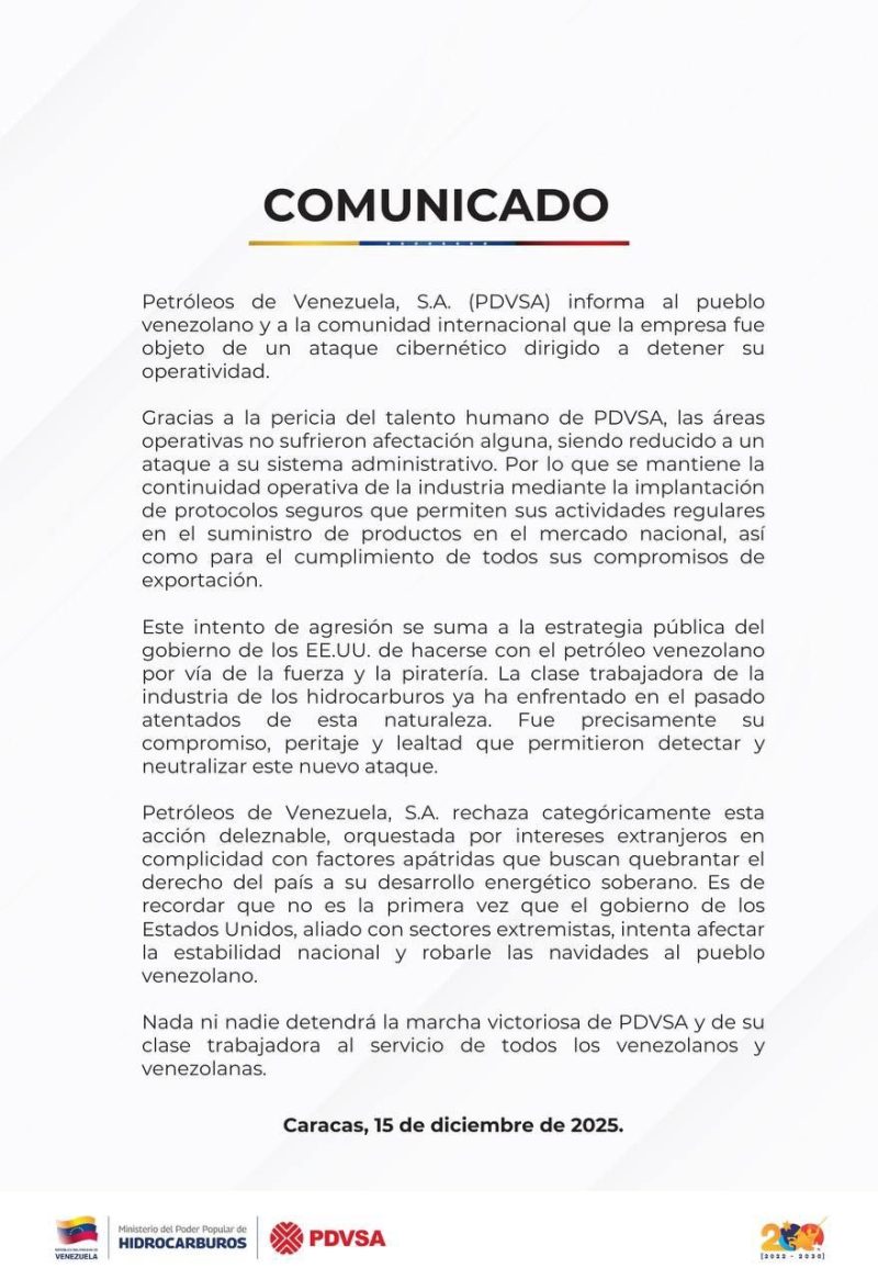 PDVSA denuncia ataque cibernético y asegura continuidad operativa gracias a su clase obrera 2 5044134232833329995