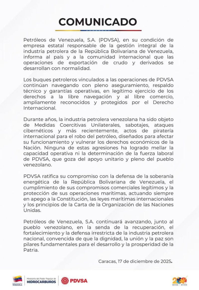 PDVSA mantiene operaciones pese a intento de bloqueo ilegítimo y ratifica su compromiso con la soberanía energética 1 5048985991099648828