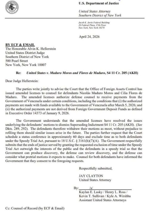 OFAC autoriza al Gobierno de Venezuela para pagar defensa del presidente Maduro y la primera dama Cilia Flores 2 img 4601 1 722x1024 15177473638901689534
