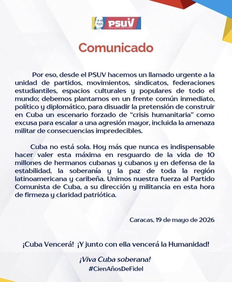 PSUV alerta sobre escalada agresiva contra Cuba y convoca a la unidad internacional en defensa de la isla (Comunicado) 4 IMG 6514 1