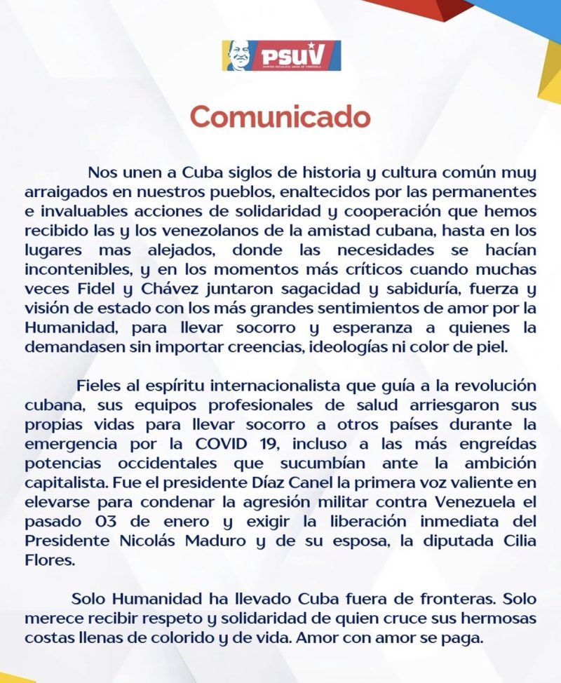 PSUV alerta sobre escalada agresiva contra Cuba y convoca a la unidad internacional en defensa de la isla (Comunicado) 3 IMG 6515 1